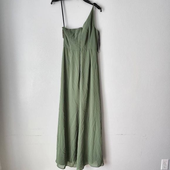 After Six One-Shoulder Crepe Trumpet Gown - Picture 5 of 10
